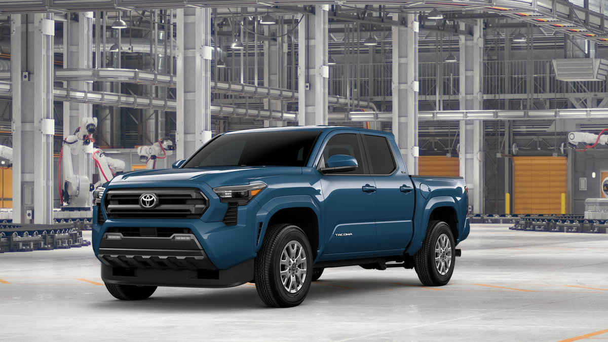 2026 Toyota Tacoma SR5 in Heritage Blue — front three-quarter view