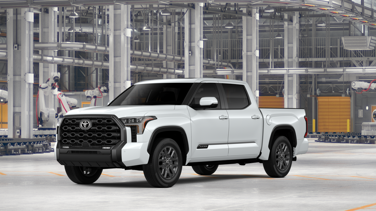 2026 Toyota Tundra Platinum in Wind Chill Pearl — front three-quarter view