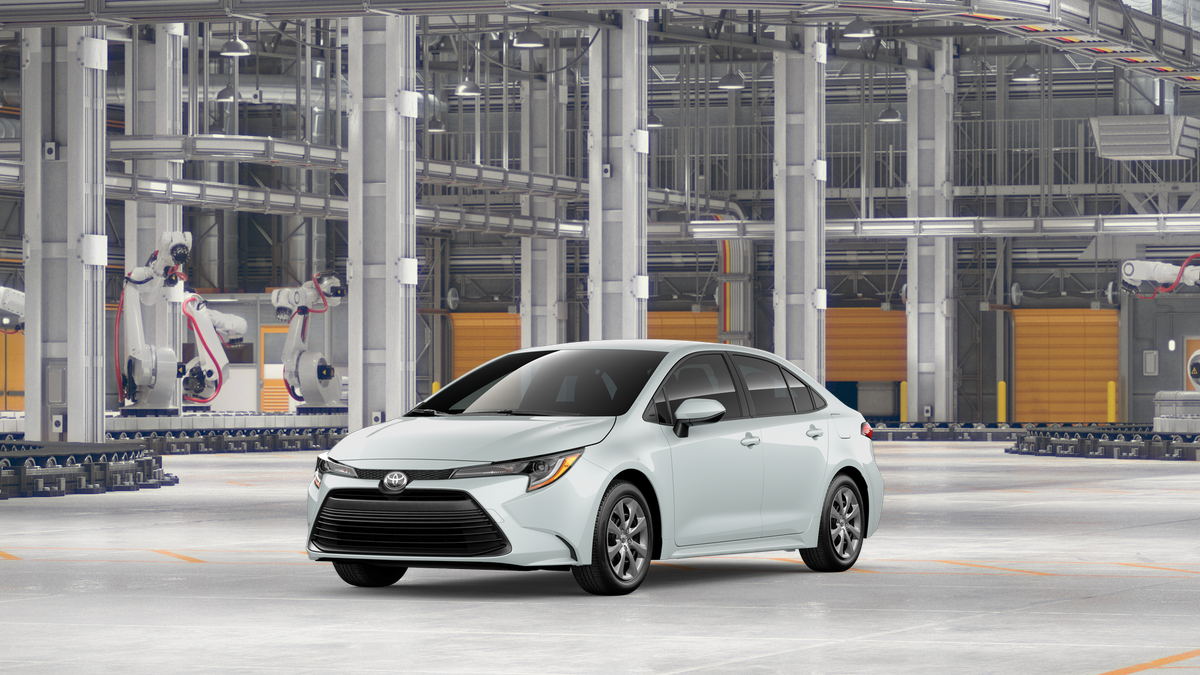 2026 Toyota Corolla LE in Wind Chill Pearl — front three-quarter view