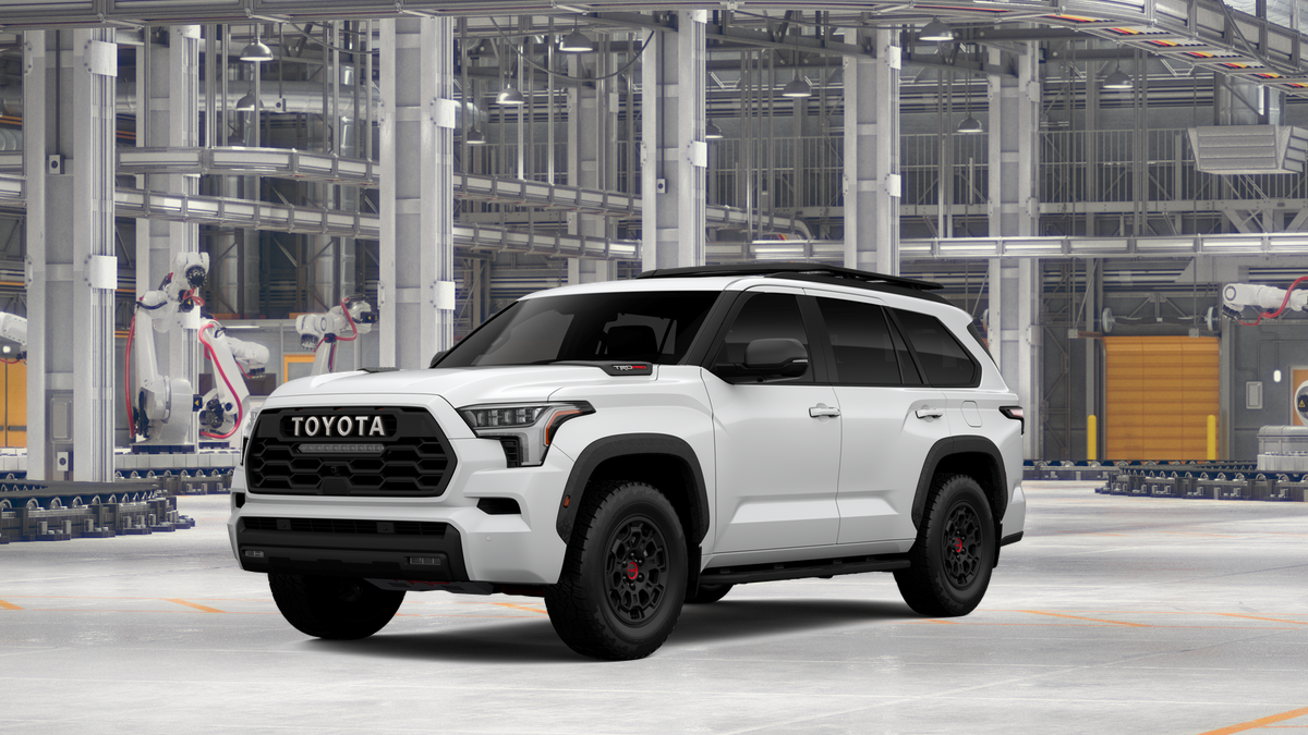 2026 Toyota Sequoia TRD Pro in Ice Cap — front three-quarter view