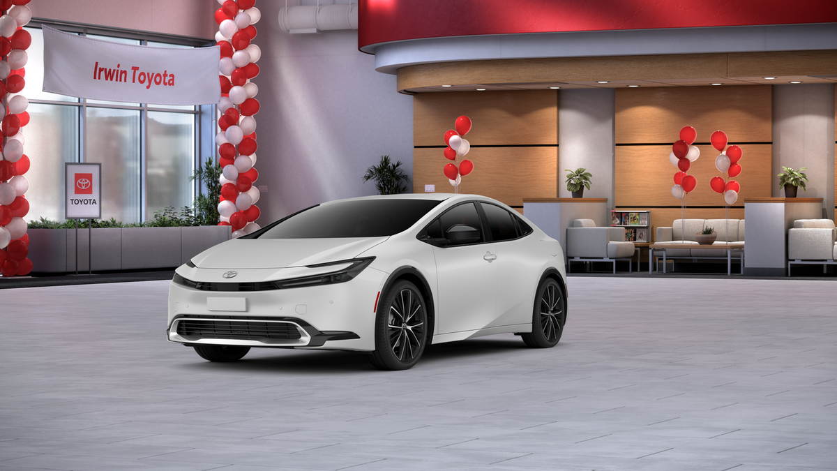 2026 Toyota Prius XLE in Wind Chill Pearl — front three-quarter view
