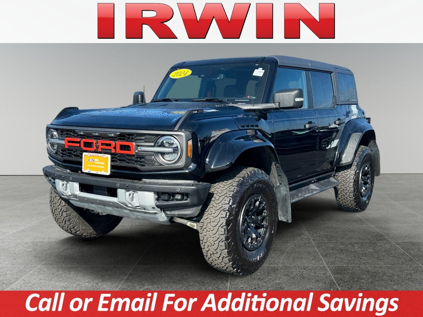 2024 Ford Bronco Raptor in Black — front three-quarter view