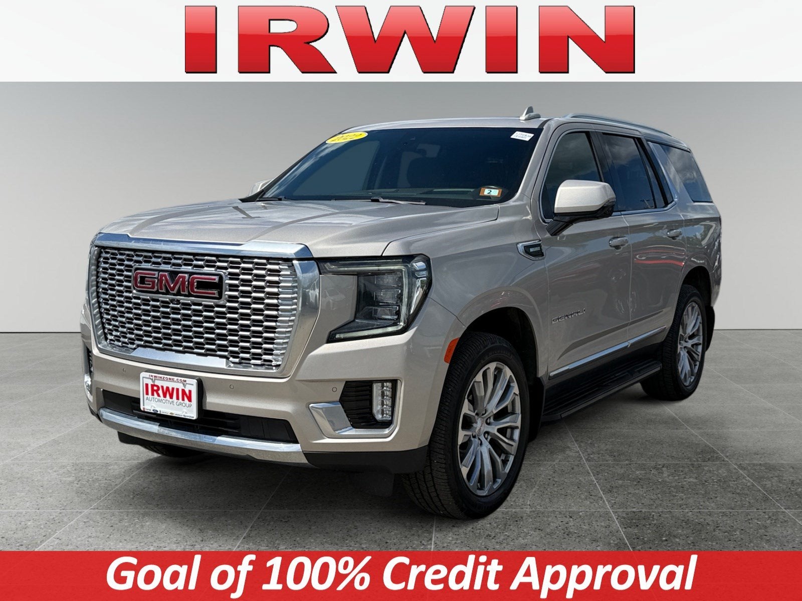2022 GMC Yukon Denali in Pearl Beige Metallic — front three-quarter view