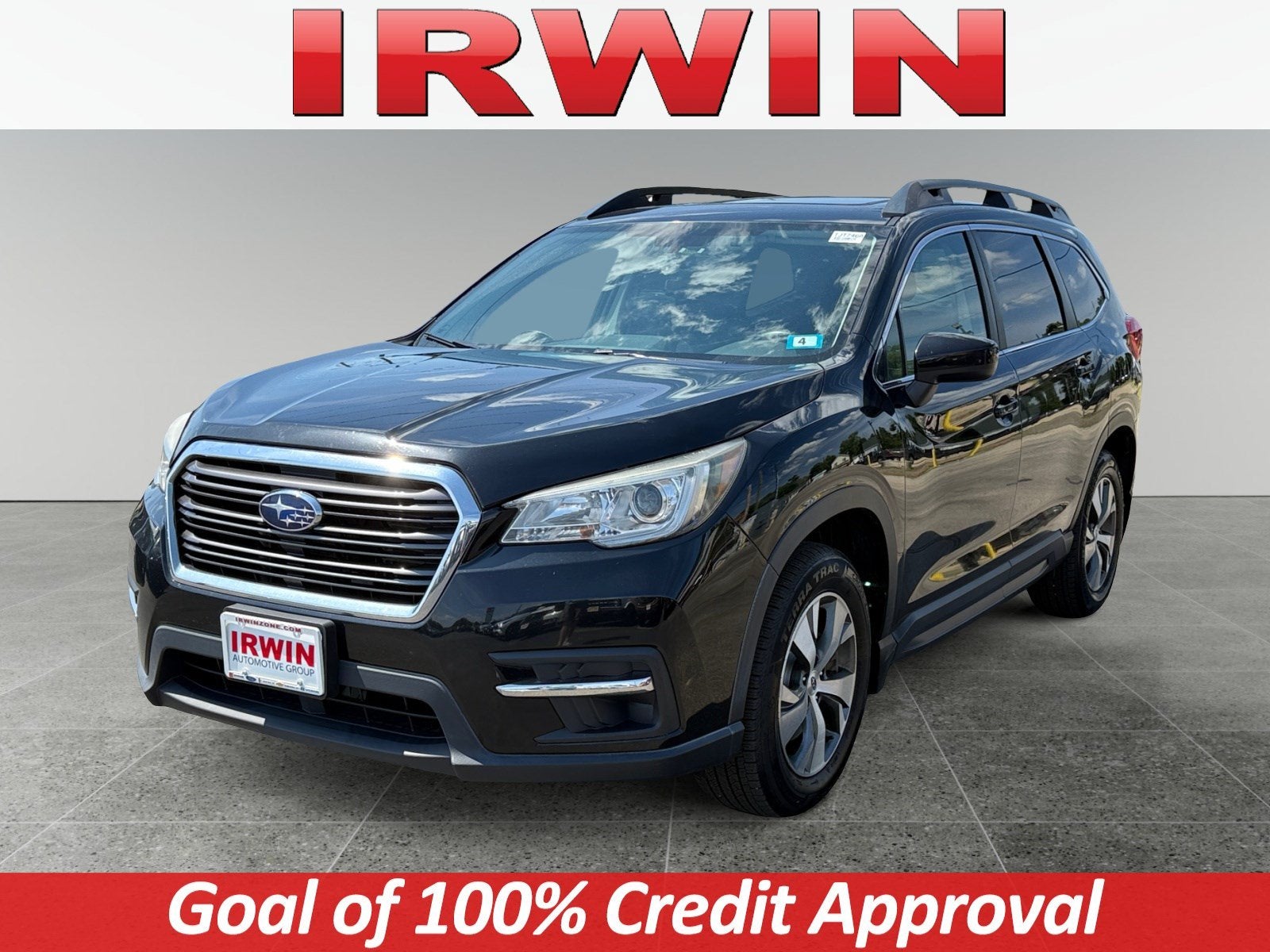 2019 Subaru Ascent Premium in Crystal Black Silica — front three-quarter view