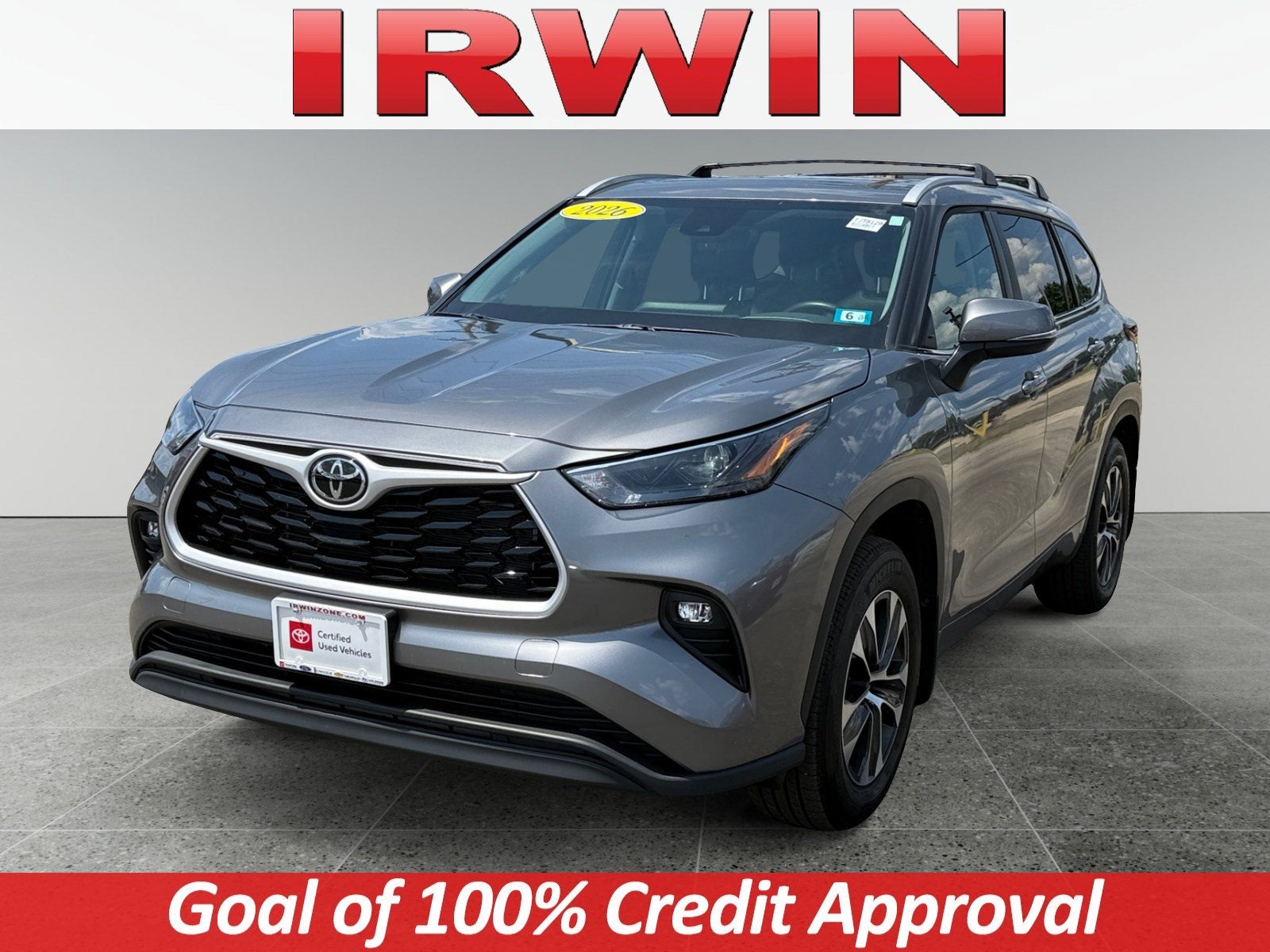 2026 Toyota Highlander Base in Gray — front three-quarter view