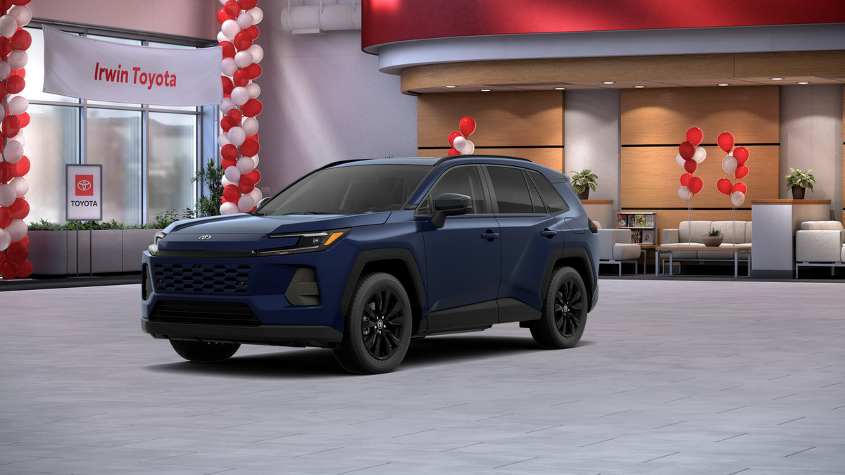 2026 Toyota RAV4 XLE Premium in Blueprint — front three-quarter view
