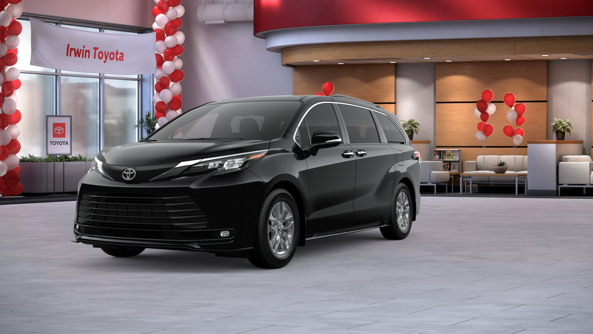 2026 Toyota Sienna XLE in Midnight Black Metallic — front three-quarter view